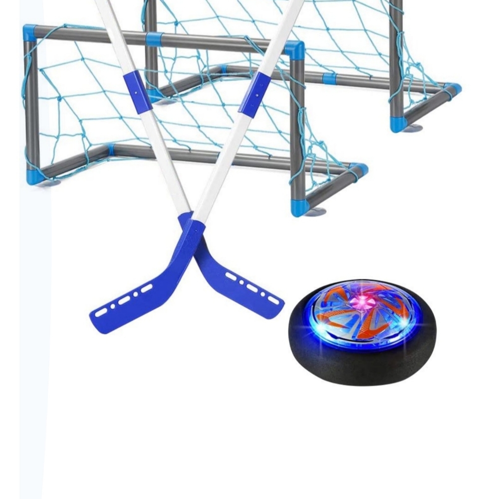 Hover Hockey Set: Kids Sports Toy, LED Hover Hockey Puck, 2 Goals, 2 Hockey